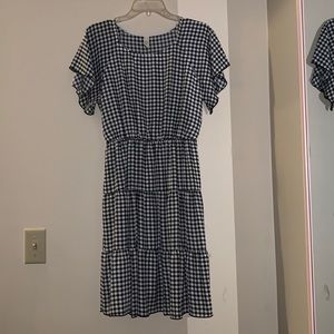 Gingham flutter sleeve dress